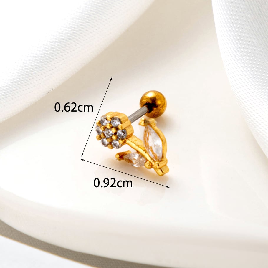 1 Piece Simple Series Classic Flower Copper No Plating Material Zircon Women Stud Earrings 